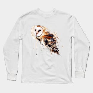 Barn Owl Watercolor Painting Long Sleeve T-Shirt